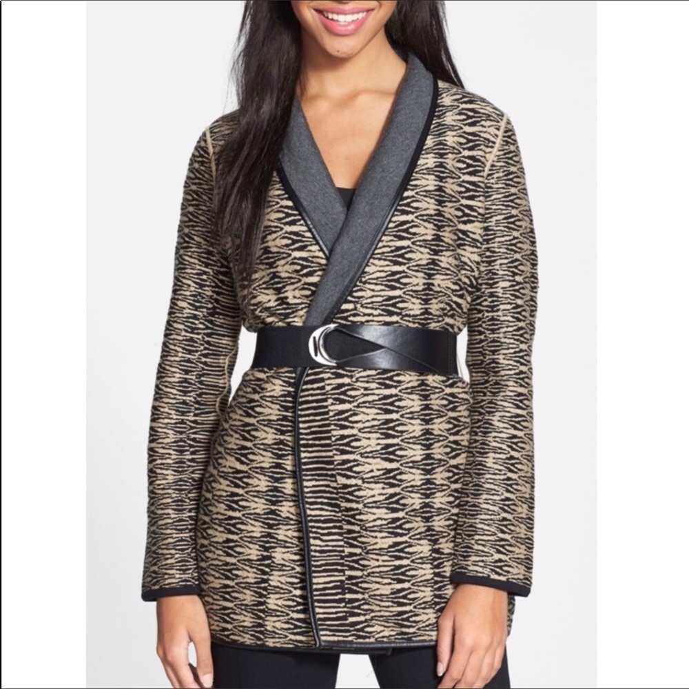 Nic+Zoe Animal Print Knit Cardigan Reversible Size Large NEW